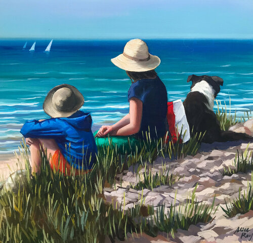 La femme, l'enfant et le chien by Alice Roy, Painting for Sale on Singulart