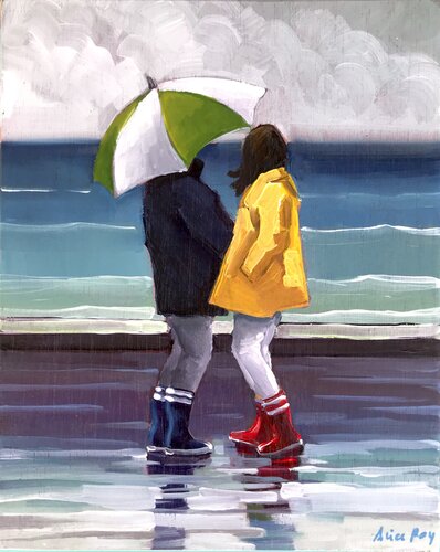 Parapluie vert by Alice Roy, Painting for Sale on Singulart