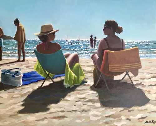 Bavardage à la plage by Alice Roy, Painting for Sale on Singulart