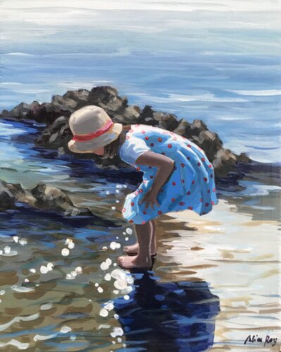 La robe bleue à pois rouge by Alice Roy, Painting for Sale on Singulart