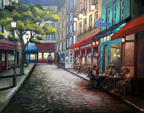 Cafés de Montmartre by Alice Roy, Painting for Sale on Singulart