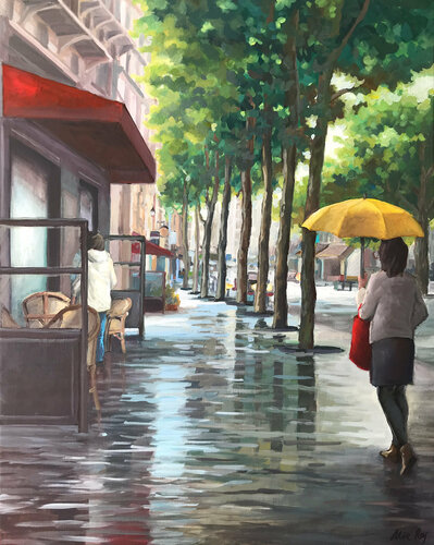 Le parapluie jaune by Alice Roy, Painting for Sale on Singulart