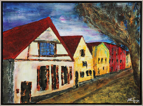 Warnemünde im surrealen Licht van Andreas Garbe, Schilderij te koop op Singulart