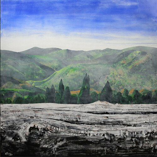 Holz vs. Landschaft: Schwarzwald 2018 di Andreas Garbe, Pittura in vendita su Singulart