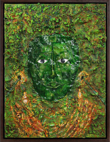 Die Maske des Pakal di Andreas Garbe, Pittura in vendita su Singulart