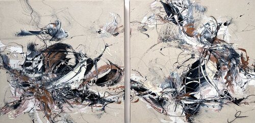 Free flowing  (diptych) von Maria Bevilacqua-Fischer, Malerei kaufen auf Singulart