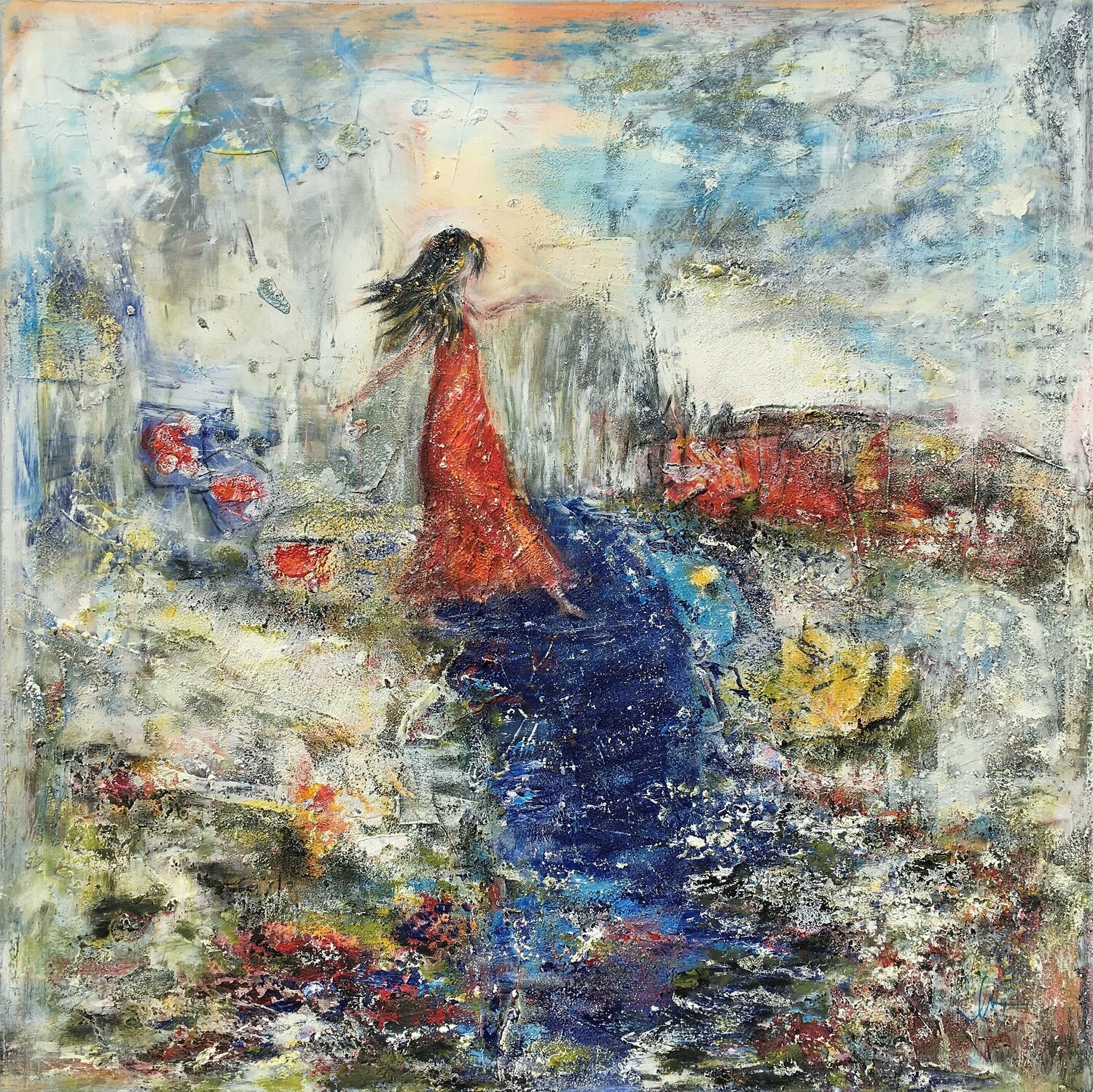 Cammino spensierato / Lighthearted stroll Maria Bevilacqua-Fischer Originalgemälde zu verkaufen