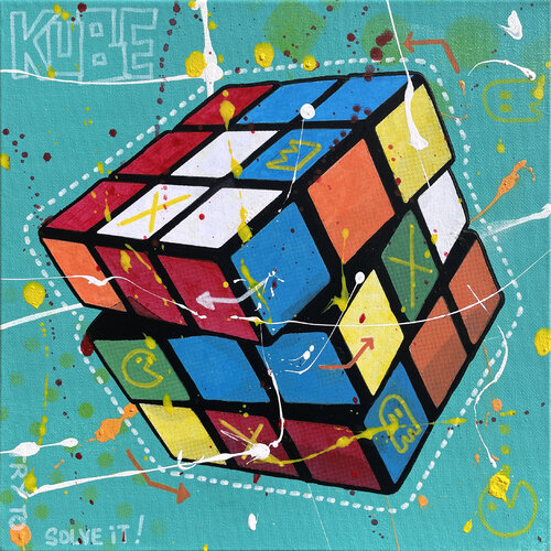 KUBE TEAL van SeCam, Schilderij te koop op Singulart