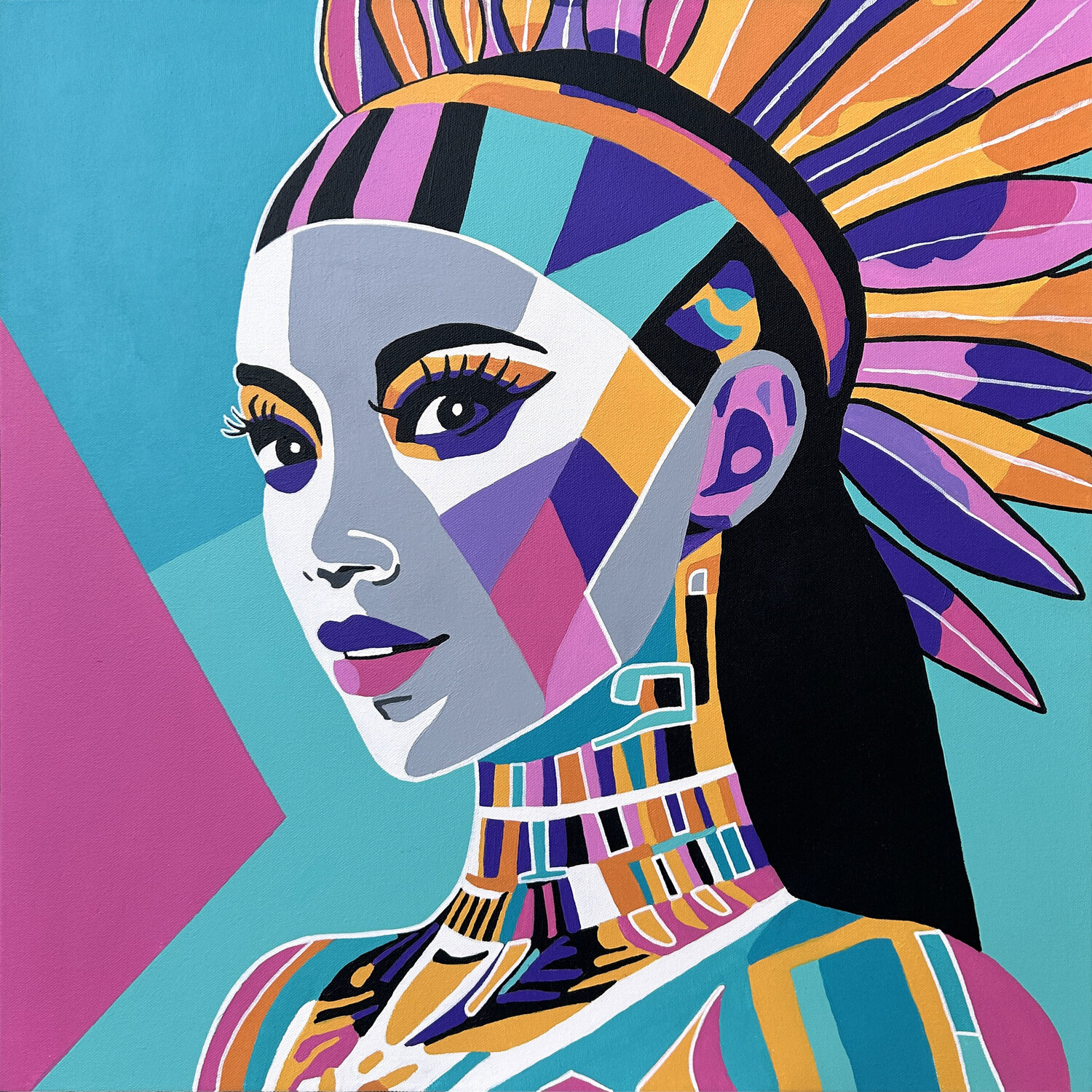 AMERICA I di SeCam (2024): Pittura a Acrilico, Feltro su Tela - Singulart, image size:1500x1500