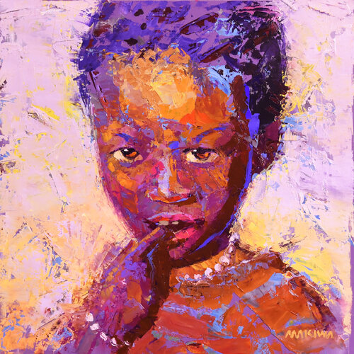 African Girl by Makiwa Mutomba (2024) Painting Oil on Canvas Singulart