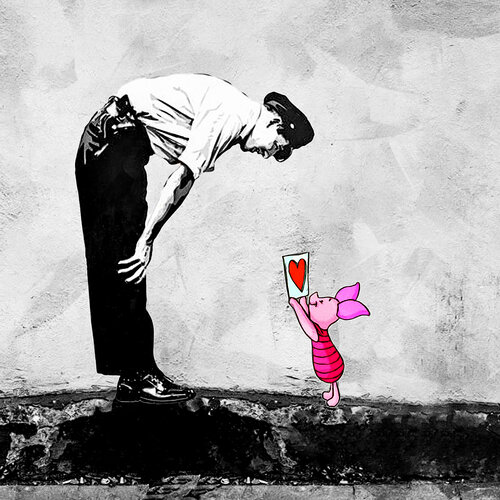 Banksy, hello Porcinet !!! by Benny Arte, Print for Sale on Singulart