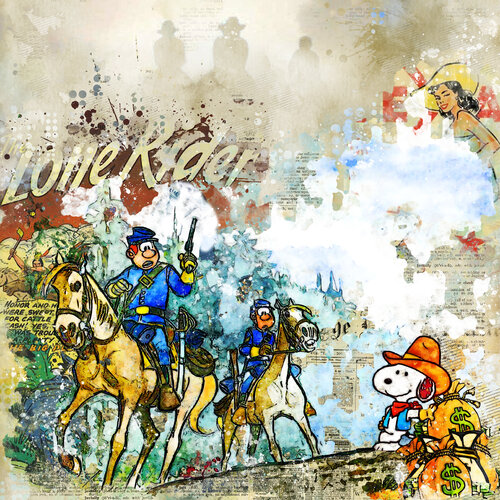 Snoopy : Lone rider von Benny Arte, Druck kaufen auf Singulart
