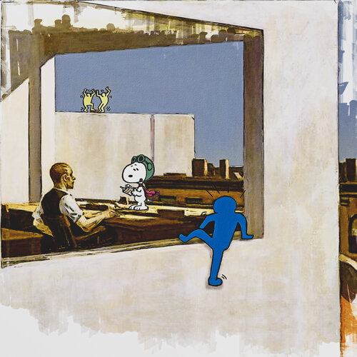 Keith Haring, Snoopy (based on a painting by Edward Hopper), di Benny Arte, Stampa in vendita su Singulart