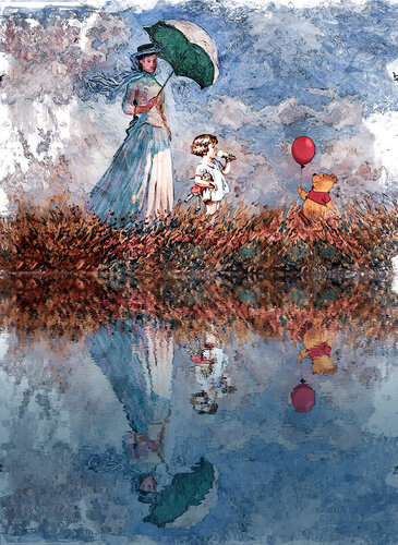 Winnie : La femme au parasol  ( based on a painting by Claude Monet) by Benny Arte, Print for Sale on Singulart