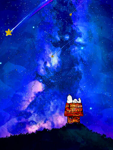 Snoopy shooting star by Benny Arte, Print for Sale on Singulart