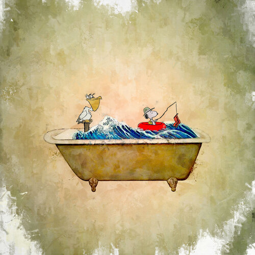 Snoopy: Rêverie Maritime en Baignoire di Benny Arte, Stampa in vendita su Singulart