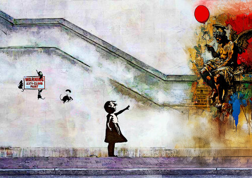 Banksy.. L'ange gardien. von Benny Arte, Druck kaufen auf Singulart
