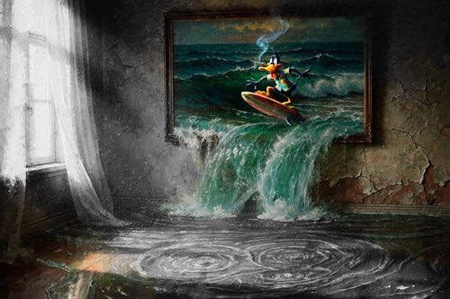 Daffy, L'Humanité est partie, la Vague est servie van Benny Arte, Afdruk te koop op Singulart
