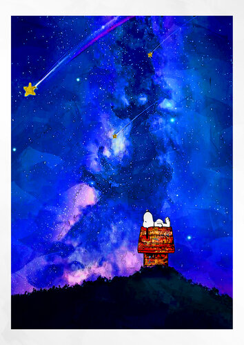 Snoopy shooting star di Benny Arte, Stampa in vendita su Singulart