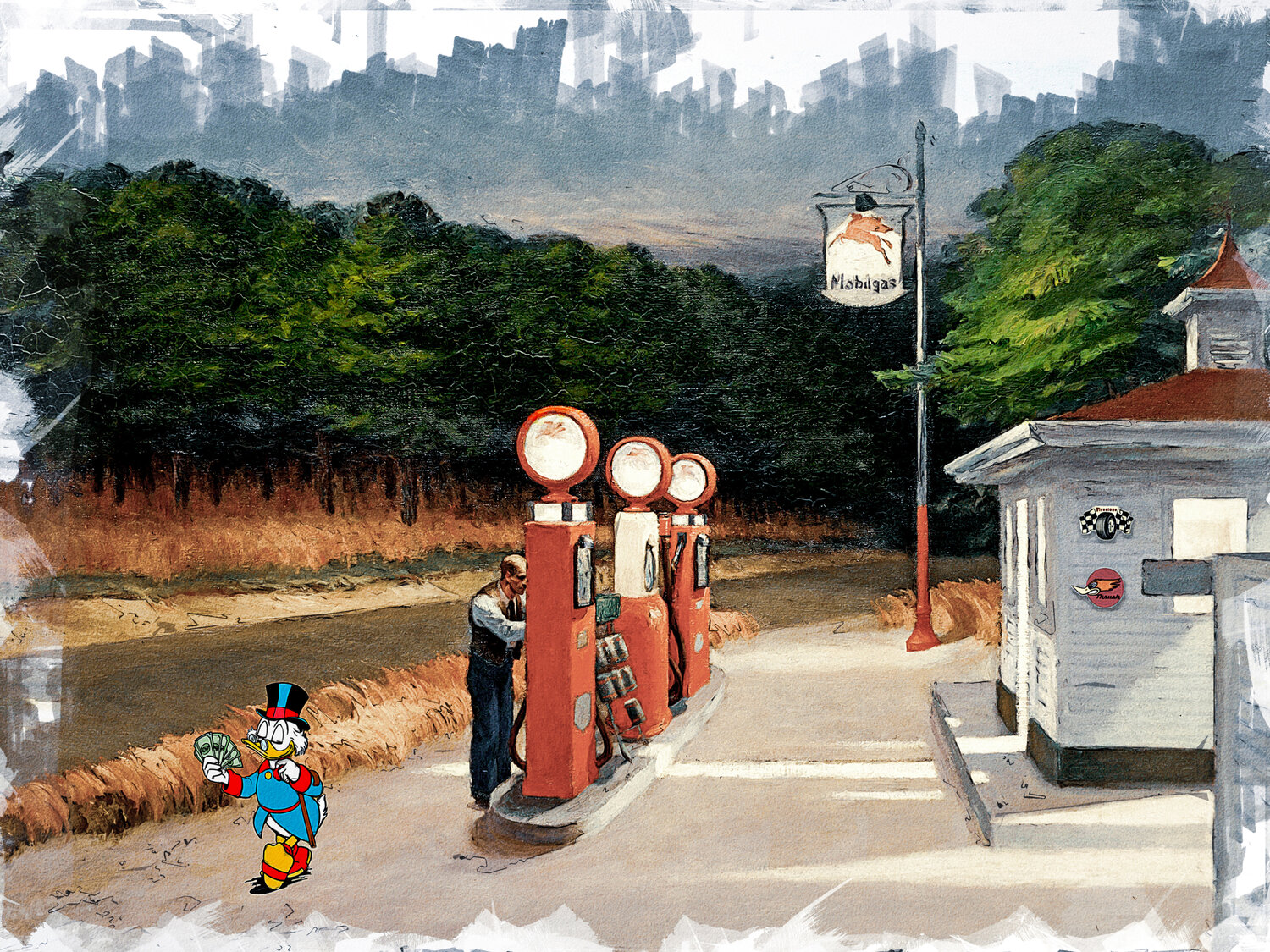 Picsou : Gas (based on a painting by Edward Hopper) Benny Arte Druck zu verkaufen