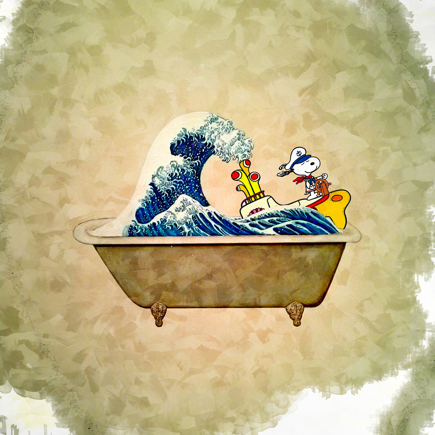 Snoopy: Yellow Submarine - Benny Arte - Lithography, Giclée print on Paper, image size:1500x1500