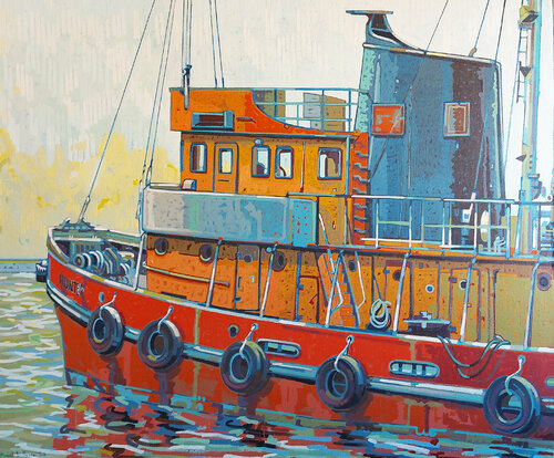 TU BOAT AMSTERDAM / HUNTER van Manuel Di Chiara, Schilderij te koop op Singulart
