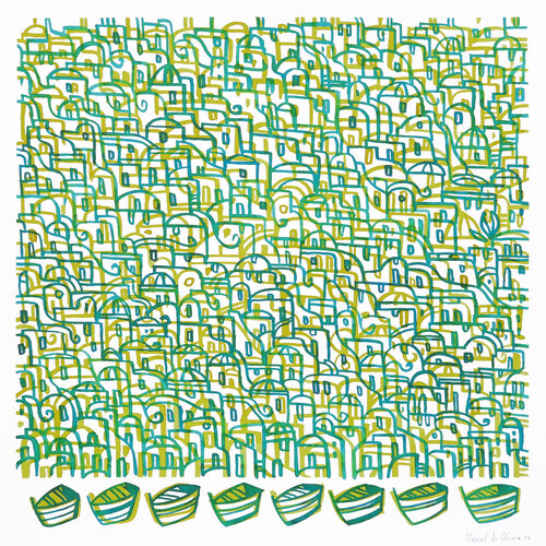PAESAGGIO MEDITERRANEO IN VERDE van Manuel Di Chiara, Werk op papier te koop op Singulart