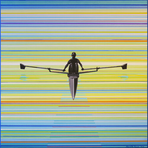 PADDLING IN THE MORNING LIGHT de Manuel Di Chiara, Pintura a la venta en Singulart