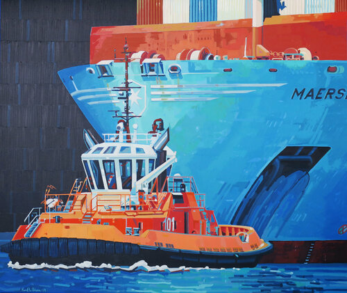 Rimorchiatori Riuniti /Genova van Manuel Di Chiara, Schilderij te koop op Singulart