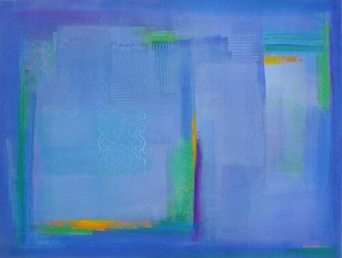 Stroll Through Blue Garden di Katherine Evans, Pittura in vendita su Singulart