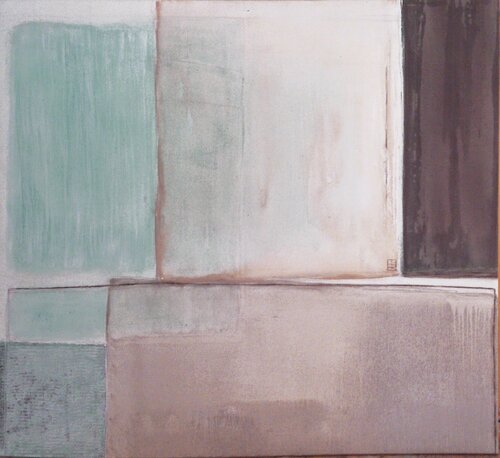 Transparencias aguamarina y morados di Hélène Rooryck, Pittura in vendita su Singulart