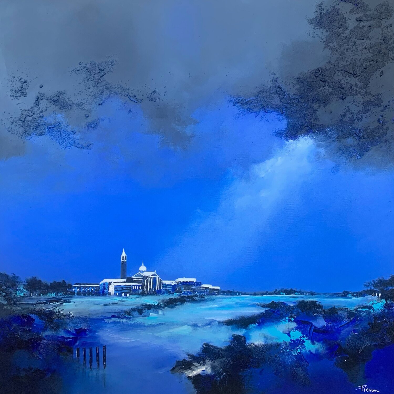 Île de San Giorgio Maggiore (Venise) Cyril Pienon Originalgemälde zu verkaufen