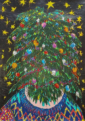 Christmas tree by Baptiste Laurent, Work on Paper for Sale on Singulart
