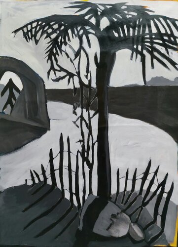 Arbre palissade n&b van Baptiste Laurent, Schilderij te koop op Singulart