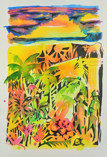 Becerro dans la jungle di Baptiste Laurent, Pittura in vendita su Singulart
