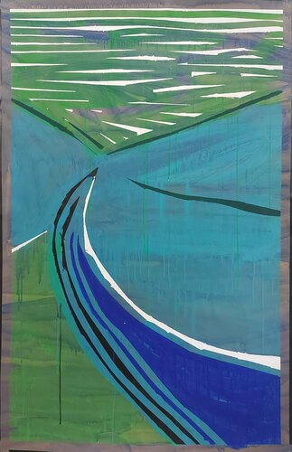 sans titre bleu jaune vert 2 di Baptiste Laurent, Opera su carta in vendita su Singulart