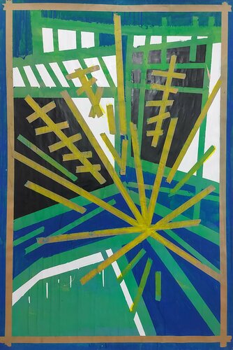 sans titre bleu jaune vert 3 by Baptiste Laurent, Work on Paper for Sale on Singulart