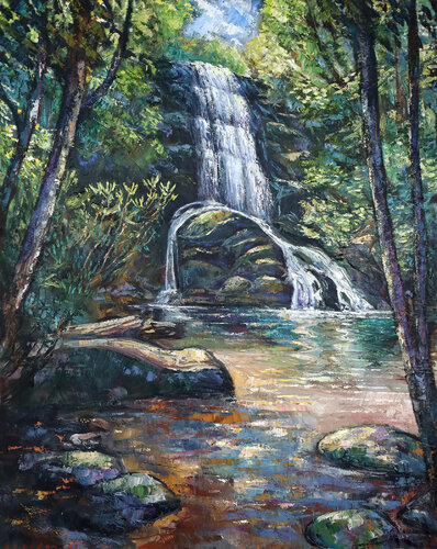 Upper Catawba Falls, Morning Light van David Sheldon, Schilderij te koop op Singulart
