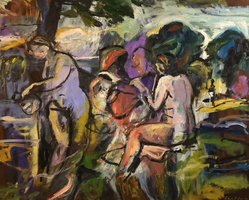 Pastoral Concert (After Titian) di David Sheldon, Pittura in vendita su Singulart