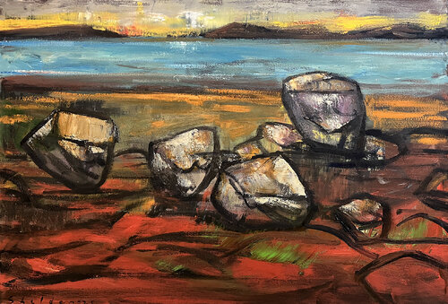 Point Reyes Sculpted Stones II by David Sheldon, 油畫 for Sale on Singulart