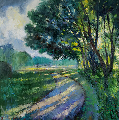 Late Afternoon Along the River di David Sheldon, Pittura in vendita su Singulart