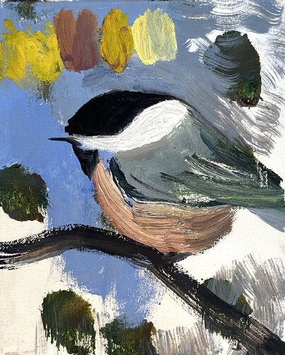 Black-capped Chickadee di David Sheldon, Pittura in vendita su Singulart