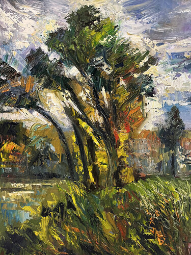 Autumn River and Trees I by David Sheldon, Painting for Sale on Singulart