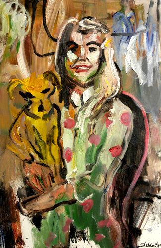 Poppy with Dog di David Sheldon, Pittura in vendita su Singulart