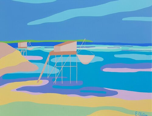 Les carrelets de Madame van Emilie Chêne, Schilderij te koop op Singulart