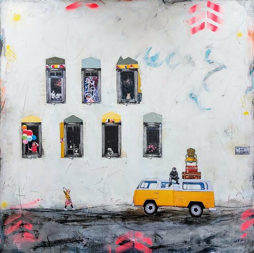 Rue de la Solidarité di Maryline Lemaitre, Pittura in vendita su Singulart