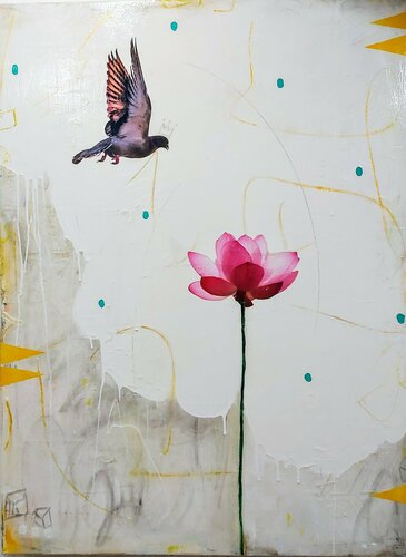 Eloge du lotus di Maryline Lemaitre, Pittura in vendita su Singulart