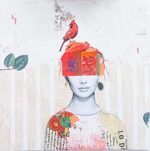 Shady et l'oiseau di Maryline Lemaitre, Pittura in vendita su Singulart
