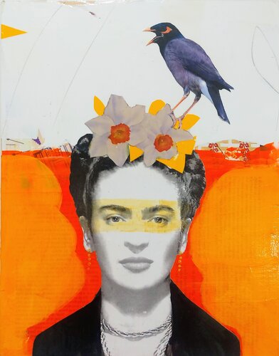Frida et l'oiseau chanteur van Maryline Lemaitre, Schilderij te koop op Singulart