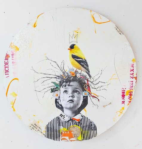 L'oiseau jaune van Maryline Lemaitre, Schilderij te koop op Singulart